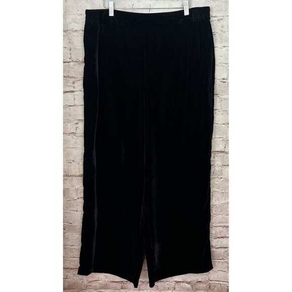 Lane Bryant Womens Black Velvet WIDE LEG Pant Pull On Mid Rise Size 18 NEW $99 - Picture 1 of 4